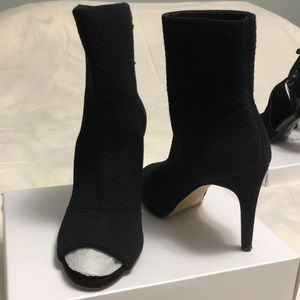 Calvin Klein “Cherilyn Kid Suede heels, size 8M. Right low on heel scratch.